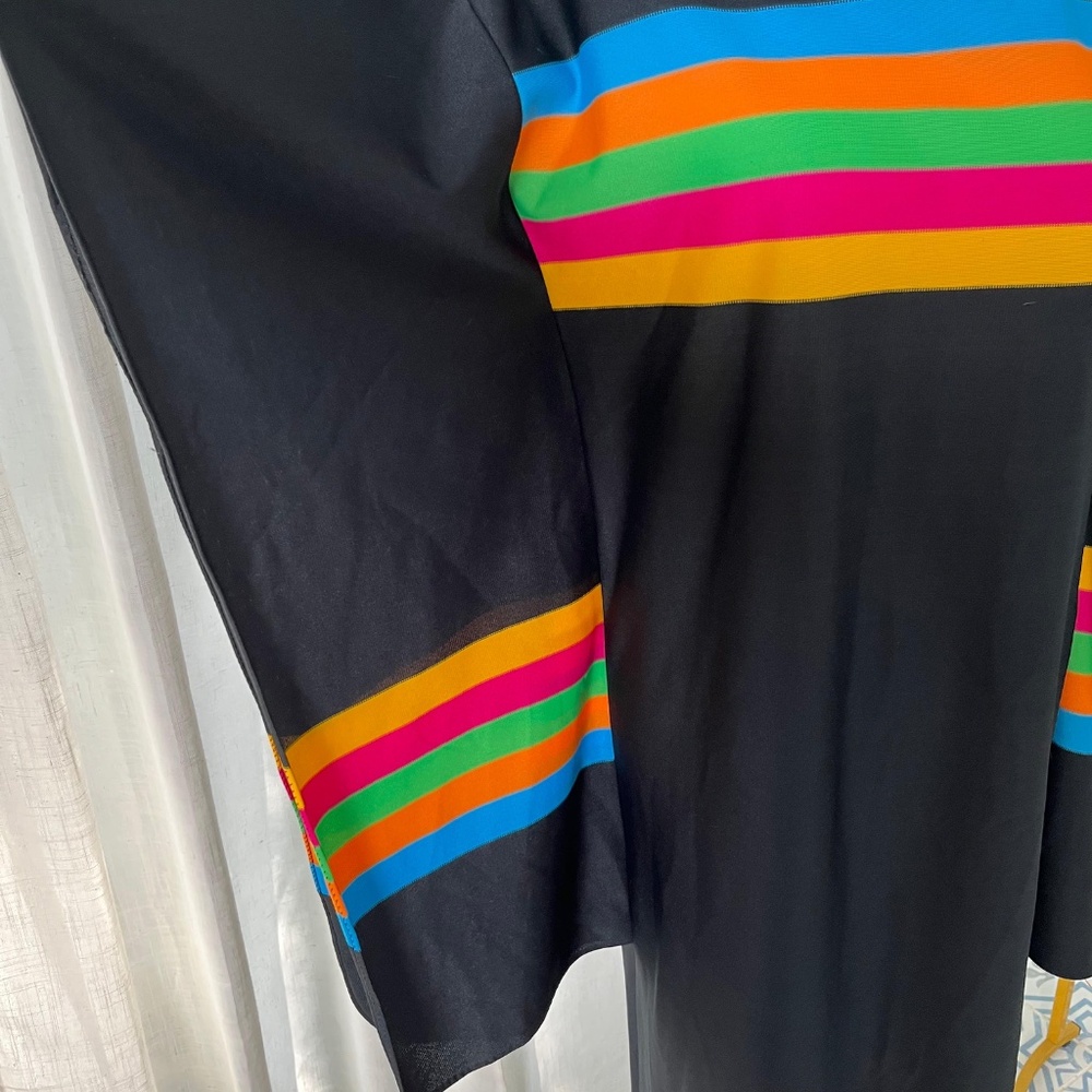 STUNNING 1970s BEVERLY VOGUE  RAINBOW KAFTAN MAXI DRESS – VINTAGE M (L) - Picture 5 of 9